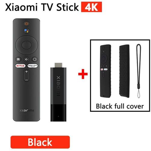 Ajouter un boîtier complet noir - Xiaomi-Mi TV Stick, Dongle Smart TV, 4K, Bluetooth 5.0, WiFi, Assistant Google, Android TV 11, HDR, Façades Core, 2 Go + 8 Go, Version globale