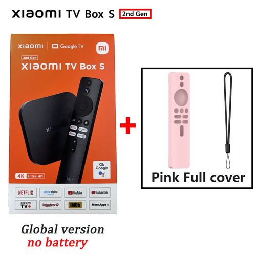 Boîte n couvercle rose - Xiaomi-Smart TV Box S 2nd Isabel, 4K, Ultra HD, 2G, 8G, WiFi, BT, Stimule Google TV Cast, Netflix, Lecteur multimédia, Version globale, Original