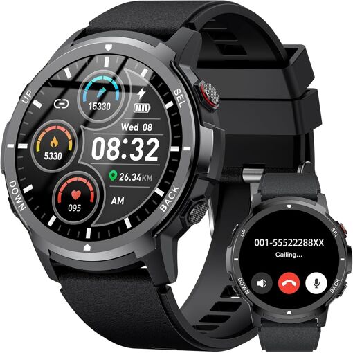 KALANKA-Montre Connectée Homme, 1.43"" Montre Tactile Connecté, Éta...