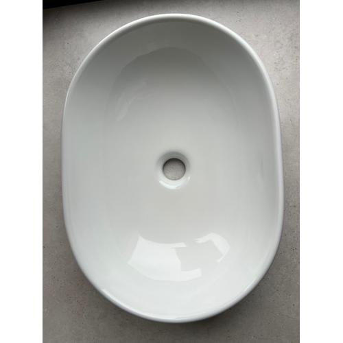 Vasque à poser Monaco ovale céramique blanche brillante - 49x35x13,5