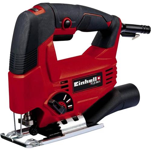 Einhell Scie sauteuse pendulaire TC-JS 80/1 (550 W, Régime 1000-3000 trs/min, Capacité de coupe bois/acier/plastique : 80/10/20 mm, Coupe en biais 45° maximum)