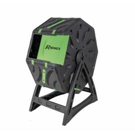 Composteur de jardin - bac à compost pour déchets - rotatif 360° - double  chambre 160 L - acier noir PP vert gris