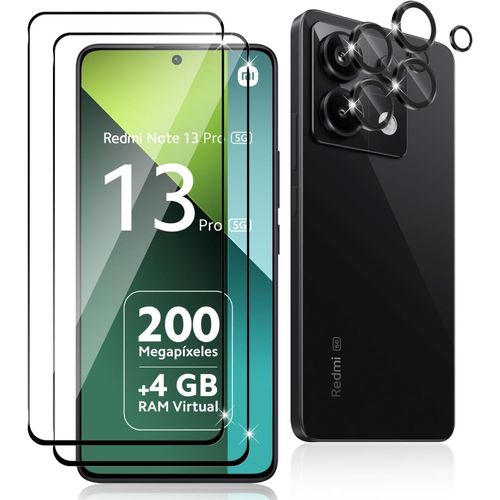 2 Pièces Verre Trempé Pour Xiaomi Redmi Note 13 Pro 5g, 2 Pièces Caméra Arrière Protecteur, Dureté 9h, Double Protection Metal + Caméra Verre Trempé, Protection D'écran Anti-Rayures