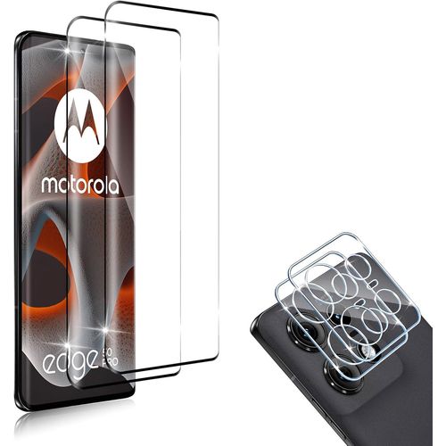 Compatible Avec Motorola Moto Edge 50 Pro Protection Écran, Verre Trempé [3d Couverture Complète] 2 Pièces + 2 Pièces Caméra Protecteur, Ultra Hd Sans Bulles 9h Dureté Protection Décran