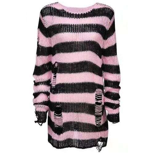 Attitude Clothing Pull Surdimensionn¿¿ En Tricot ¿¿ Rayures Effet Vieilli Rose