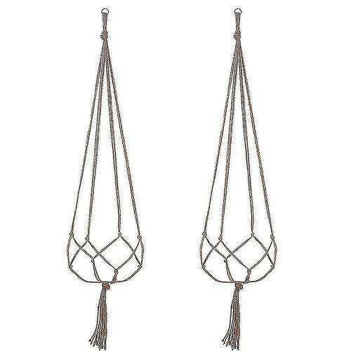 Pots de jardin suspendus, 2 pi¿¿ces, seaux suspendus, jardini¿¿re suspendue en corde de chanvre, panier suspendu en filet, Pot de fleur M 105cm