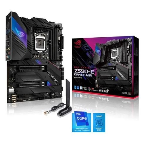 ASUS ROG STRIX Z590-E GAMING WIFI - Carte-mère - ATX - Socket LGA1200 - Z590 Chipset - USB-C Gen2, USB 3.2 Gen 1, USB 3.2 Gen 2, USB-C Gen 2x2 - Wi-Fi 6, 2 x 2.5 Gigabit LAN - carte graphique...