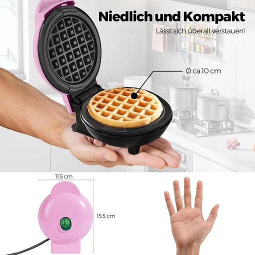 Mini Gaufrier Pour Gaufres Classiques, Petit Gaufrier Avec Antiadhé...