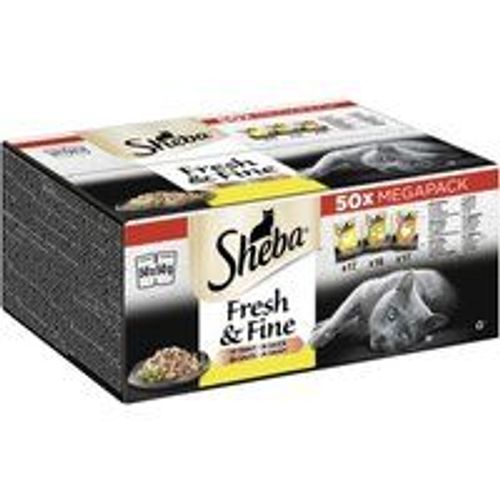 Sheba Mega Pack Fresh & Fine En Sauce Au Poulet, À La Volaille, À La Dinde 50 X 50 G