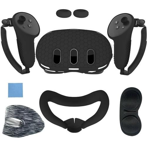 Accessoires De Couverture Vr Pour Meta Quest 3, Ensemble De Couvertures De Protection Mtomatovr, Peau De Coquille Dure, Couverture Du Visage, Couverture Des Yeux Et Couverture De L'objectif, 2 Poignées De Contrôleur + Bouton Ensemble Pour La Quête 3