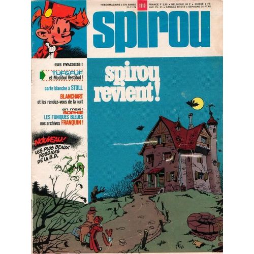 Spirou  N° 1910 : Spirou Revient / Tuf Et Fuf / Sommaire 1911 Par Hardy / Inspecteur Spirou
