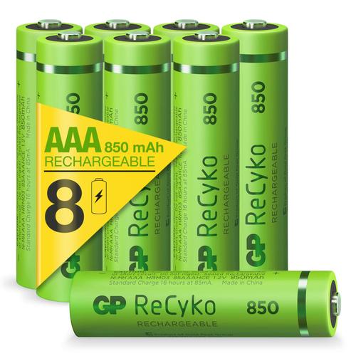 GP AAA piles rechargeables NiMH 850 mAh ReCyko 1,2 V (lot de 8)