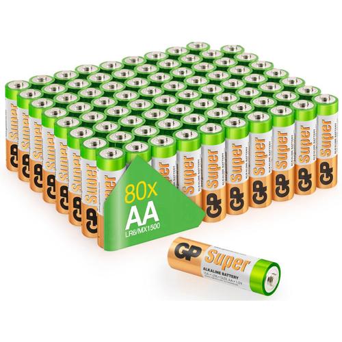 GP AA Alkaline Super pile 1,5 V (lot de 80)