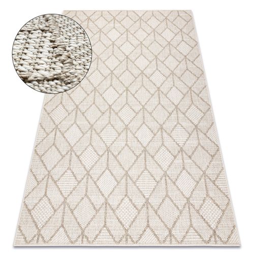 120x170 Cm Tapis Jersey 19231 Beige - Géométrique Structurelles, Boucle Boho