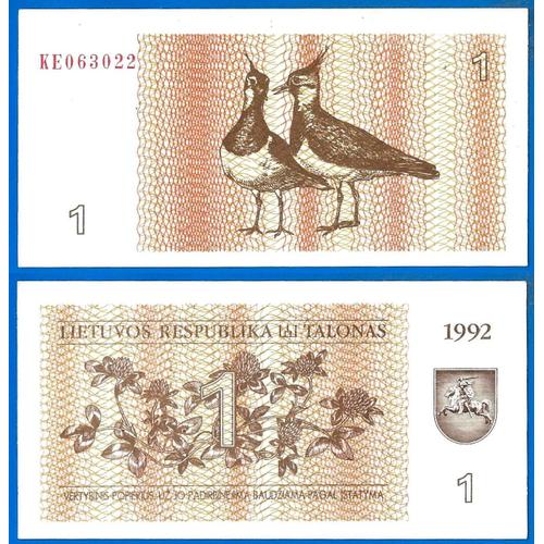 Lituanie 1 Talonas 1992 Neuf Billet Oiseau Litu Litas