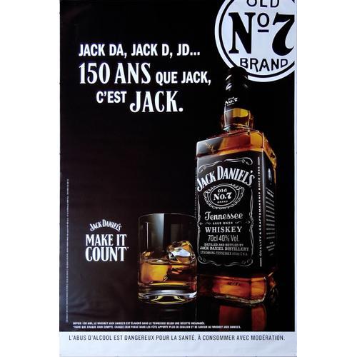 Affiche Publicitaire Roulée Whisky Jack Daniel's (150 Ans) 120x175 Cm