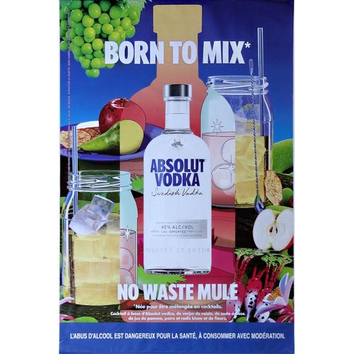 Affiche Publicitaire Roulée Absolut Vodka (Born To Mix) 120x175 Cm