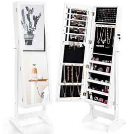 Miroir à pied inclinaison réglable - miroir enfant - design couronne -  étagère de rangement - dim. 40L x 30l x 104H cm - MDF blanc