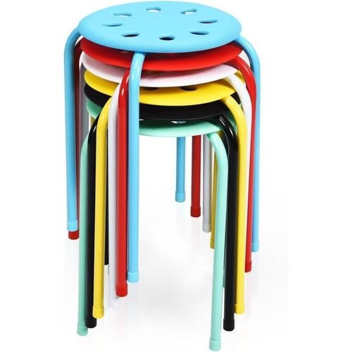 Lot De 6 Tabourets Empilables Costway - Cadre En Métal Joint En Forme De X Stable - Multicolore