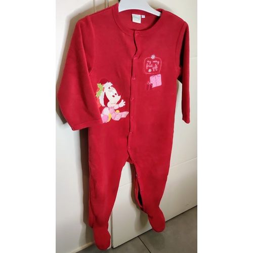 Pyjama De Noël Rouge En Polaire Mickey - T23 Mois