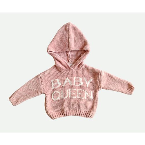 Pull Rose A Capuche. Baby Queen. Zara Knitwear. Polyester. Taille 9 Mois. 74 Cm