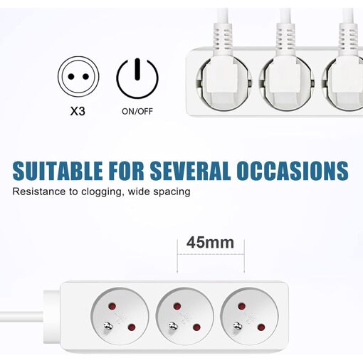 Multiprise, Bloc Multiprise 3 Prises 16A Blanc, Multiprise Electriq...