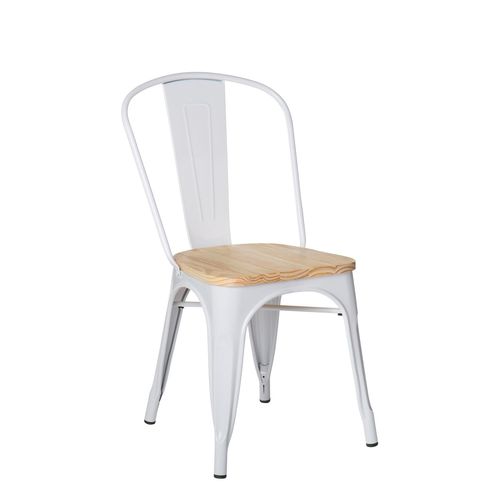 Lot De 2 Chaises De Salle À Manger Empilables Lix Bois Naturel - Blanc