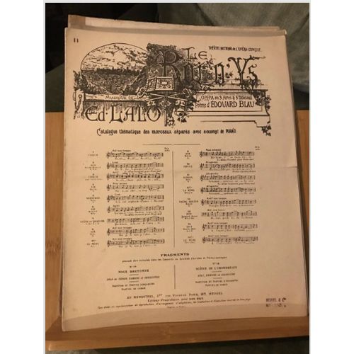 Edouard Lalo Le Roi D'ys Aubade N°11 Partition Chant Piano Éditions Heugel