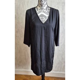 Robe Noire Liu Jo Col V Manches Longues Dentelle Taille 40