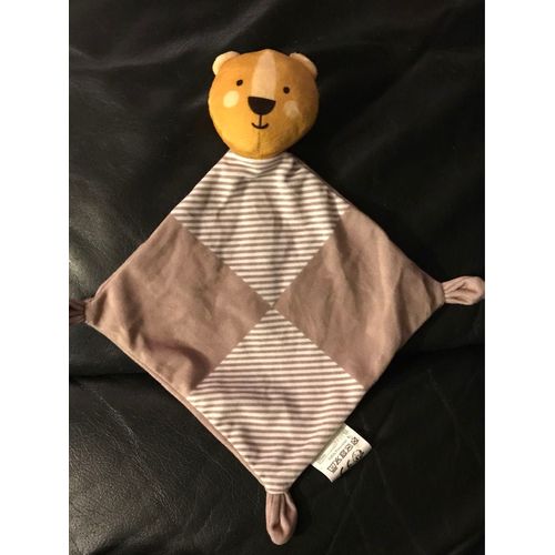 Doudou Plat Ours Jaune Beige Rayé Mes Petits Cailloux Cmp 30cm