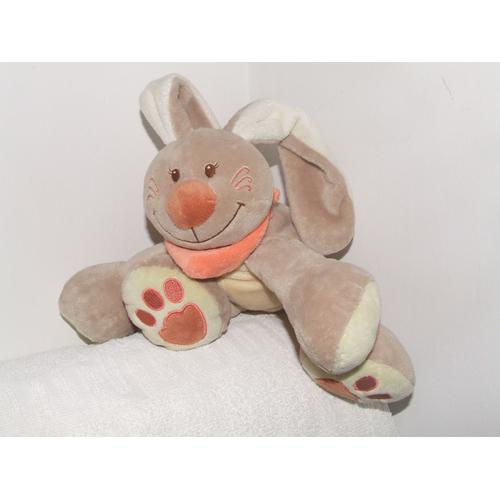 Lapin Nattou Fleur Marron Beige Orange Saumon