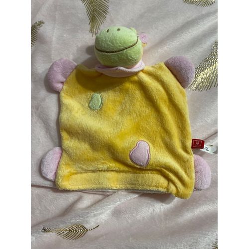 Doudou Vache Marionnette Tex Foulard Rose