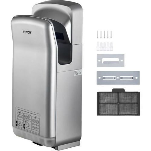 Sèche-Mains Electrique - VEVOR - VV-JHD-YS - 2000W - Filtration HEPA - Argent