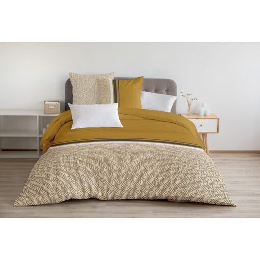Tzf-- Parure De Couette 220x240 Tilt Ocre Moutarde
