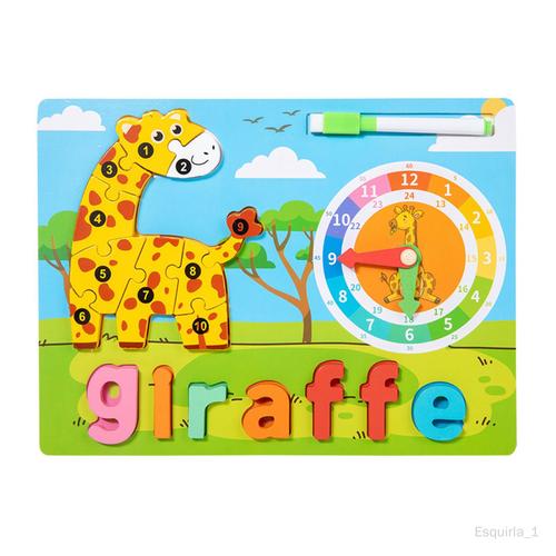 Puzzle Alphabet En Bois Avec Animaux, Éducatif, Motricité Fine, Puzzle En Bois, Jouet Montessori Pour Garçons Et Filles Girafe