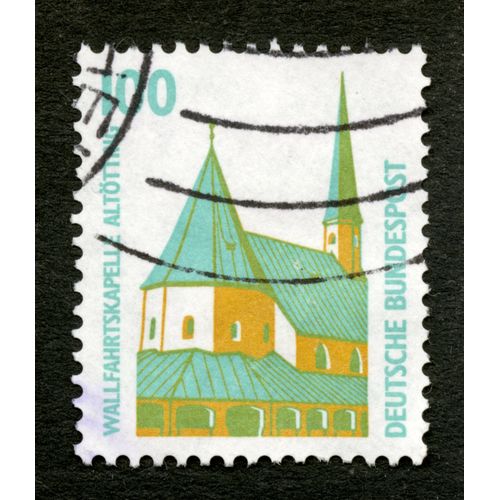 Timbre Oblitéré Deutsche Bundespost, Wallfahrtskapelle Altötting, 100