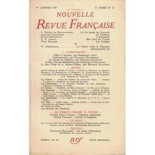 La Nouvelle Nouvelle Revue Française     7e Année   N° 73    1er Janvier 1959