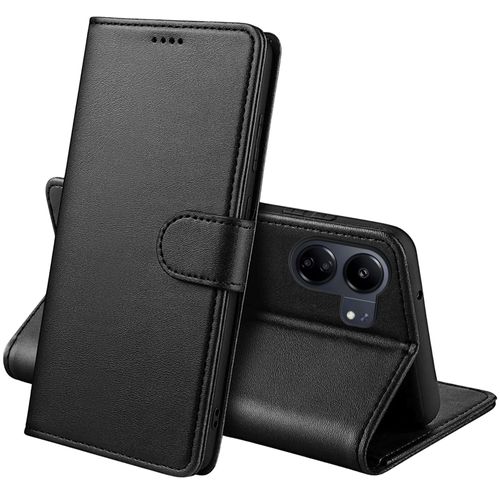Coque Pour Xiaomi Redmi 13c - Portefeuille Noir Rabat Clapet Aimanté Rangement Cartes Phonillico®