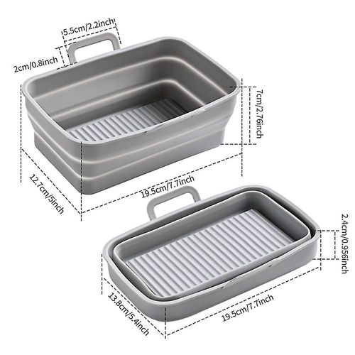 Plateau de cuisson en Silicone r¿¿utilisable, paniers de cuisson, Pot chauffant, moule de cuisson pour friteuse ¿¿ Air Ninja gris