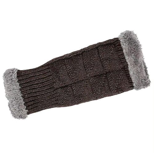 1 Paire De Gants En Tricot Flou Sans Doigts, Chauffe-Mains, Mitaines D'hiver Marron