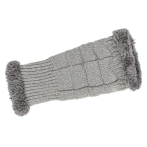 1 Paire De Gants En Tricot Flou Sans Doigts, Chauffe-Mains, Mitaines D'hiver, Gris Clair