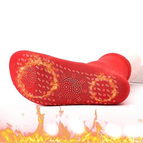Tourmaline Chaussettes Auto-Chauffantes Pieds Chauds Chaussettes Chauffantes Respirantes Confortables Pour Hommes Femmes Hiver Plus Chaud Rouge