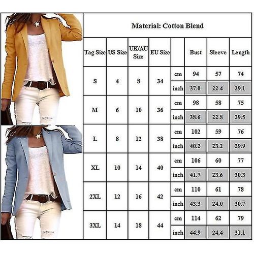 Veste De Travail ¿¿ Revers Pour Femme, Blazer ¿¿ Un Bouton, 2xl, Noir