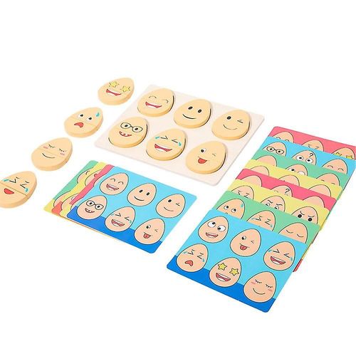 Puzzle Amusant En Forme D'?Uf En Bois Pour Enfants D'age Pr¿¿Scolaire, Blocs De Tri D'expressions, Jeu De Correspondance Pour Les Tout-Petits, Gar?Ons Et Filles