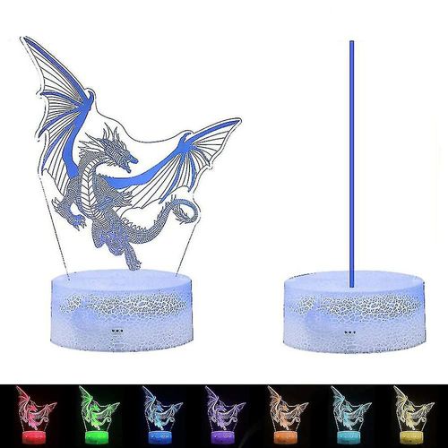 Veilleuse 3d Dinosaure 7 Couleurs Lumi¿¿Re Led ¿¿ Couleur Changeante Avec Base Et T¿¿L¿¿Commande Rechargeable Par Usb D¿¿Coration Lumineuse Pour Chambre D'enfant Gar?On