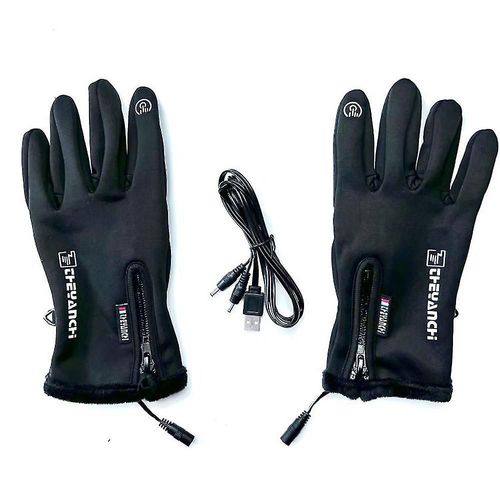 Gants Chauffants ¿¿Lectriques Usb, Mitaines Chauffantes D'hiver, ¿¿Cran Tactile Antid¿¿Rapant, Gants De Cyclisme Pour V¿¿Lo, Thermostat Noir