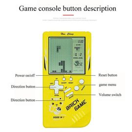 Tetris Console De Jeux Portable Pour Enfants Et Adultes Pr¿¿Charg¿¿S 23 Jeux Vid¿¿O R¿¿Tro Classiques Pour Seniors - Joueur De Jeu ¿¿Lectronique - Cadeaux - Jaune
