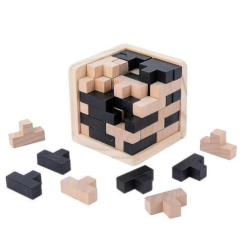Casse-t¿ºte 3d en bois, Cube en forme de T, Puzzle logique, jouets ¿¿ducatifs d'apprentissage, cadeau d'anniversaire pour enfants et adultes
