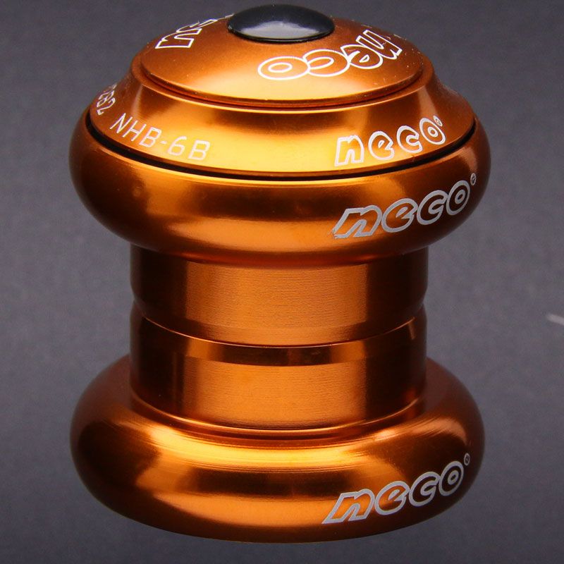 Orange - Neco External Cup Threadless Headsets 1 1/8 1.125'' 34-34mm Steerer Steel Bearing Retainers Fixed Gear Road Folding Bike Headset