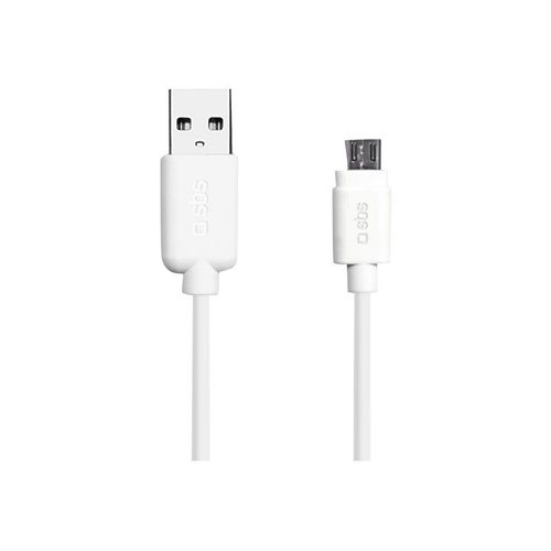 SBS - Câble de chargement / de données - Micro-USB de type B mâle pour USB mâle - 1 m - blindé - blanc - pour Huawei Ascend Y530; LG G Flex D950, G2; Optimus L4; Motorola G; Moto G; Sony XPERIA...